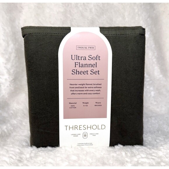 Threshold Ultra Soft Flannel Sheet Set Twin/Twin XL- Green - Picture 5 of 6
